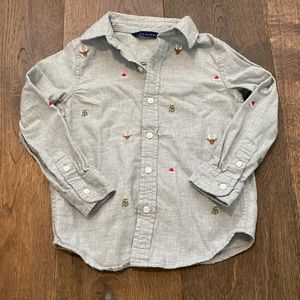 Janie and Jack Embroidered Holiday Button Down